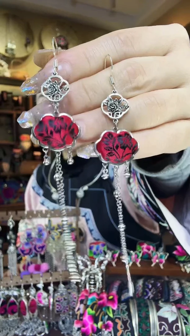 刺绣非遗刺绣民族风耳环