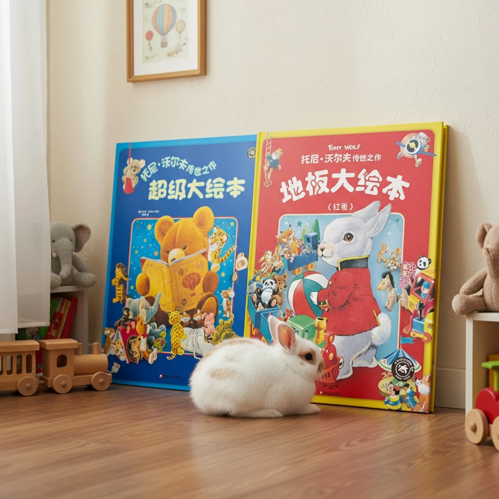 托尼沃尔夫动物大书地板大绘本炫彩手绘早教儿童0-3岁启蒙早教