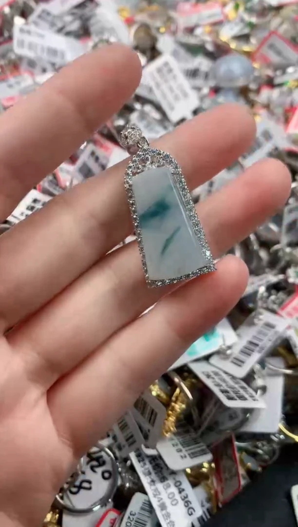 银S925镶嵌戒指翡翠666----3