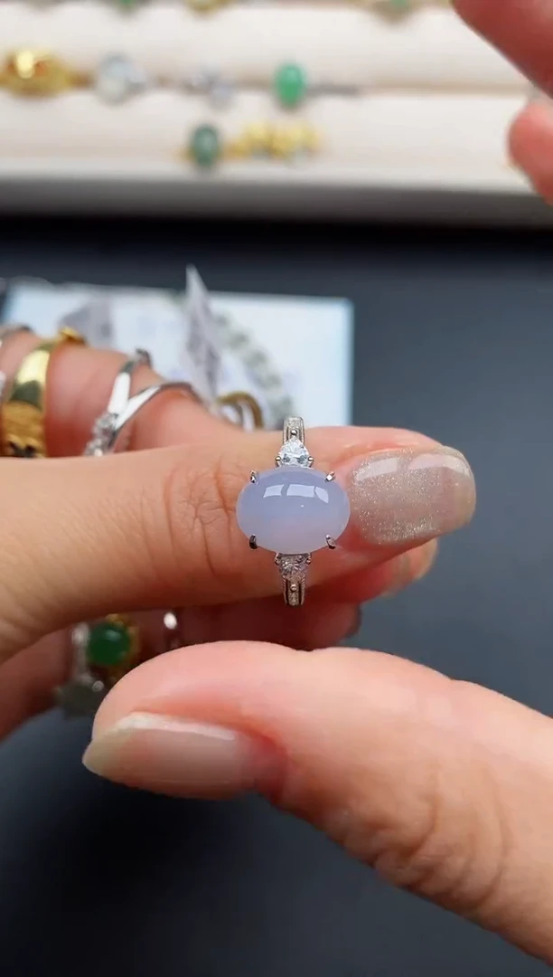 银S925镶嵌戒指翡翠4444444+8