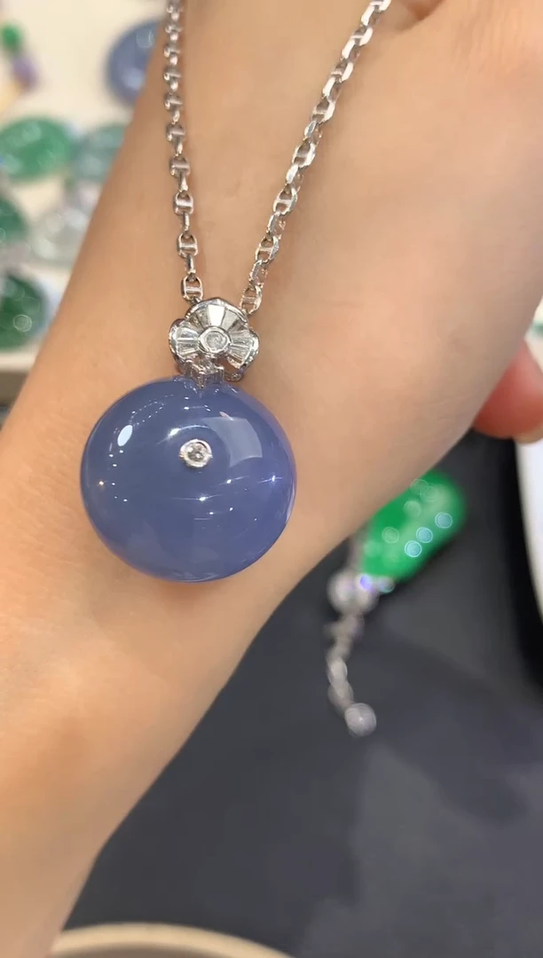 吊坠(不含链)18K金镶嵌翡翠a80多样性一件发货紫货有色差