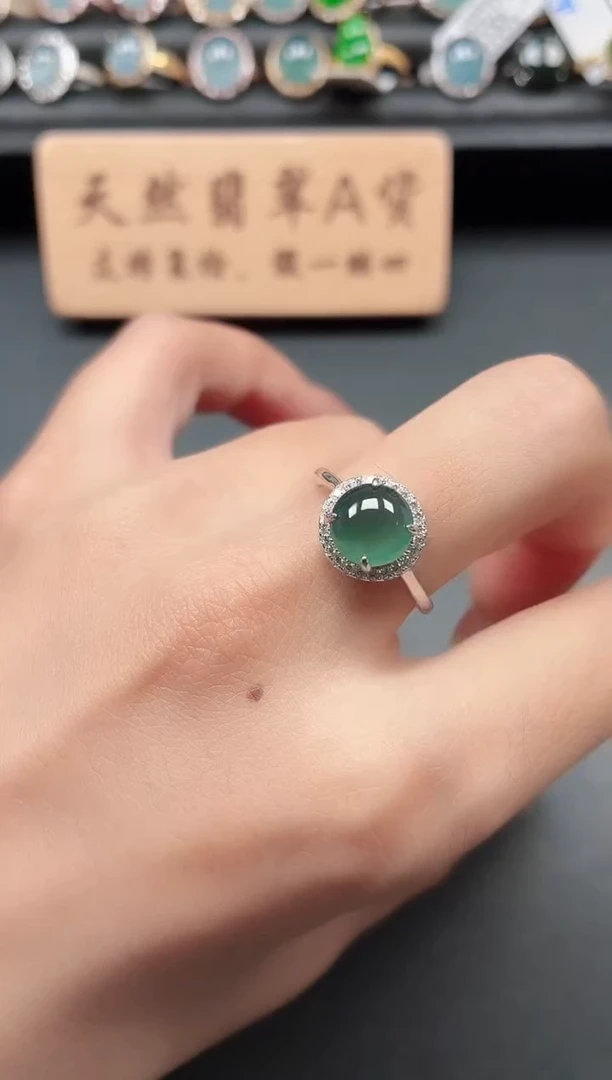 银S925镶嵌戒指翡翠11