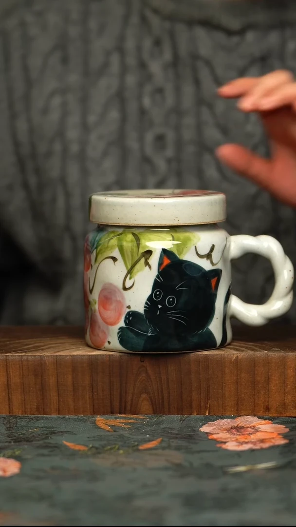 杯釉下彩手工手绘同款陶器