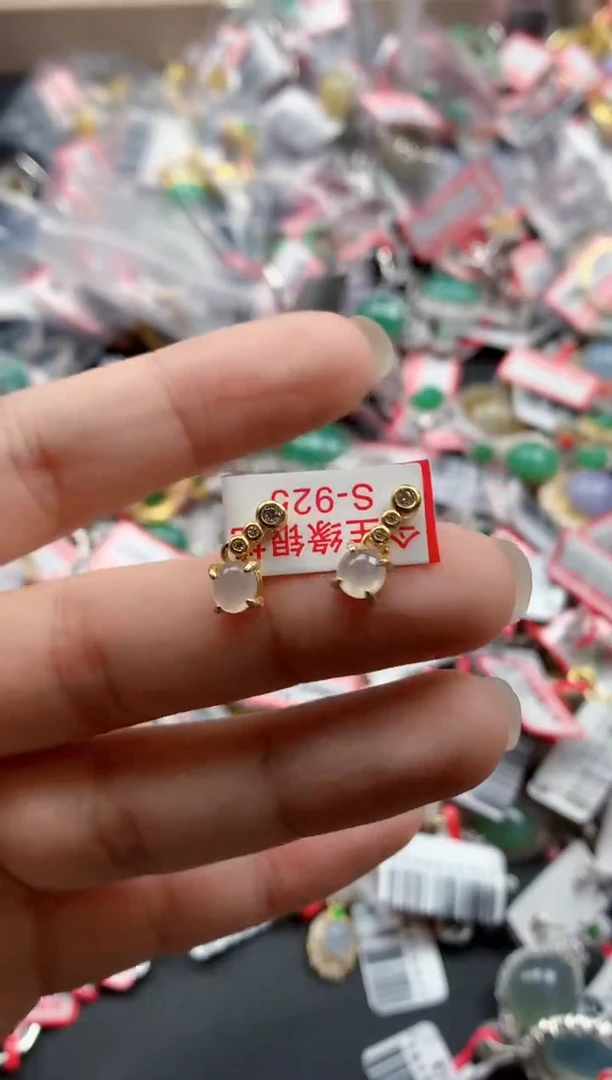 银S925镶嵌戒指翡翠天然A货缅甸翡翠