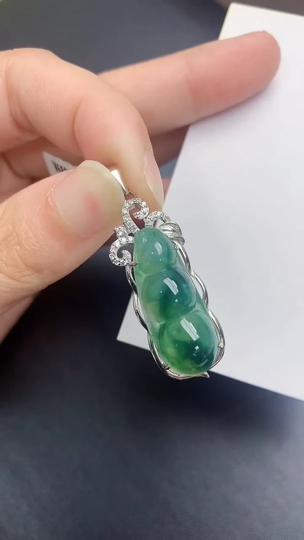 颈饰银S925镶嵌翡翠天然缅甸A货百元以上9元证书费自理