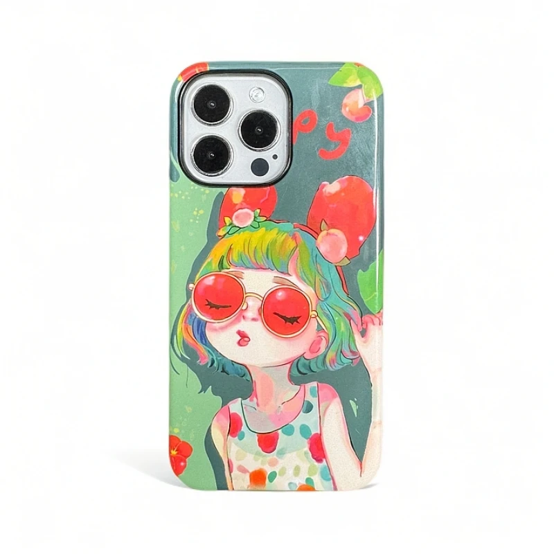 菲林ins二合一手机壳小众【石榴女孩】适用于苹果/华为保护套创意