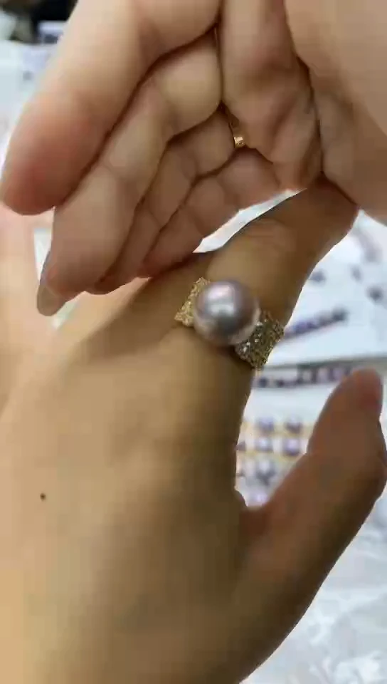 未镶嵌戒指淡水珍珠粉泡泡戒指