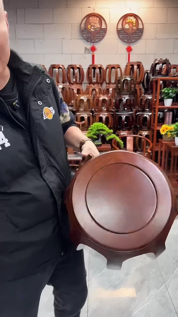 花梨木类家具胡桃色大号鼓凳三对 （6条）