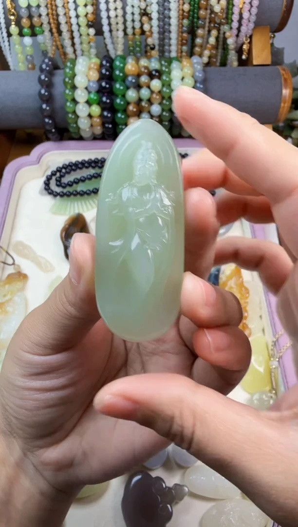 颈饰未镶嵌和田玉小****ᵁ观音吊坠