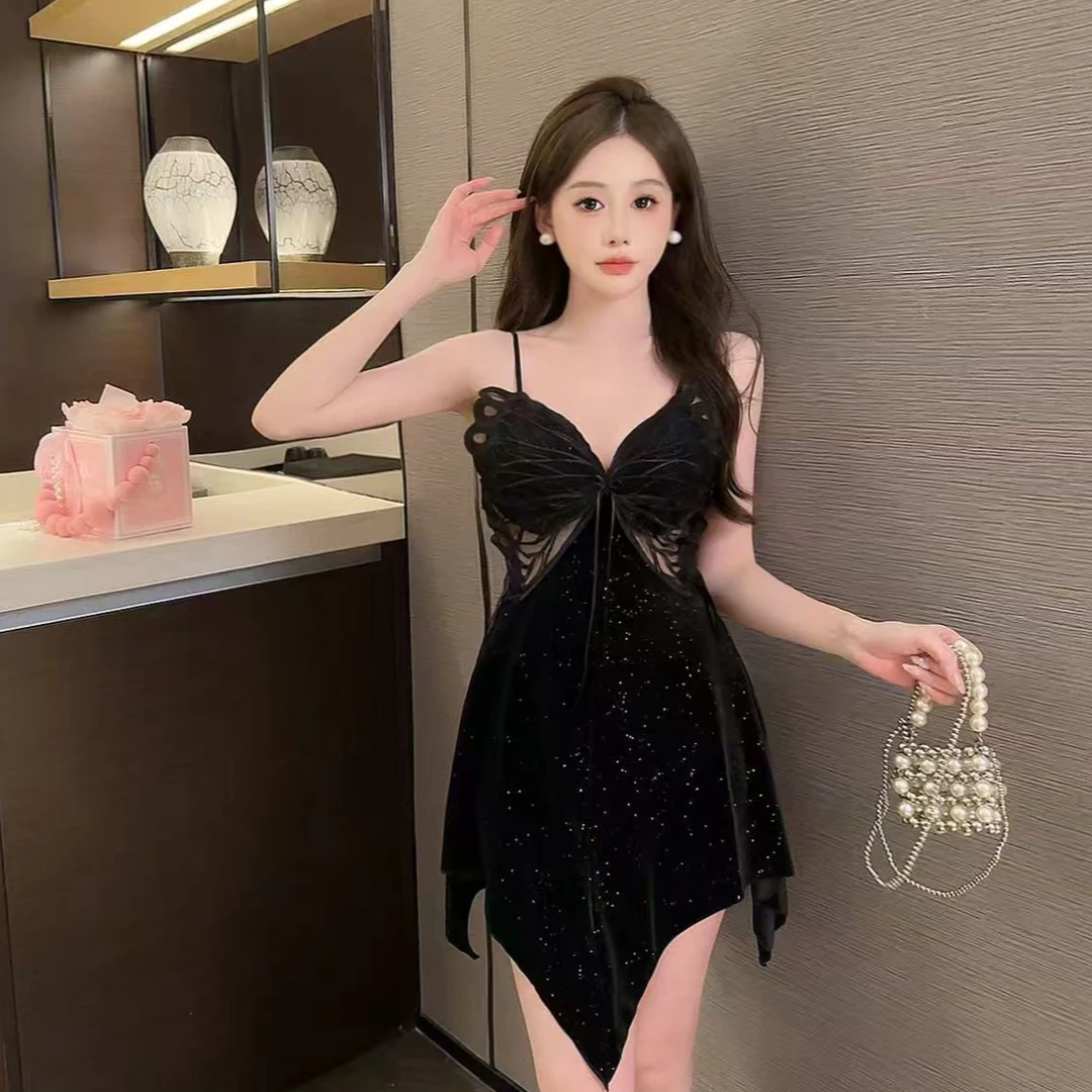 4.5ok绒【恋恋蝴蝶】新款蝴蝶气质显瘦纯欲风性睡衣蕾丝吊带睡裙