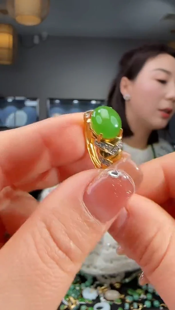 银S925镶嵌戒指和田玉1