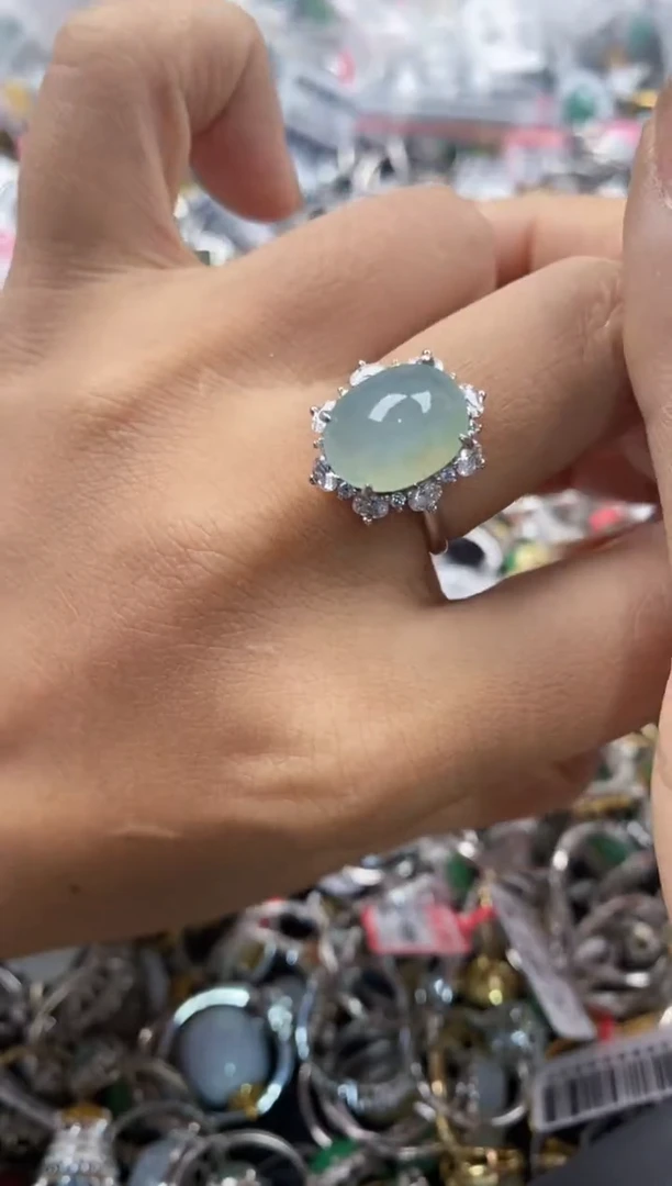 银S925镶嵌戒指翡翠10                 3