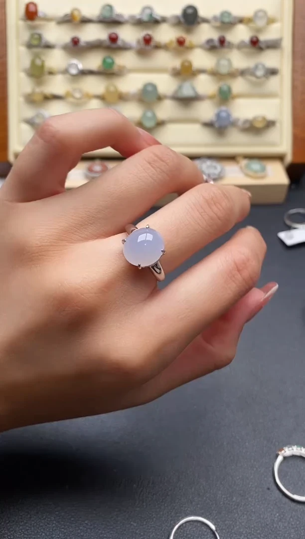 银S925镶嵌戒指翡翠5555555+6