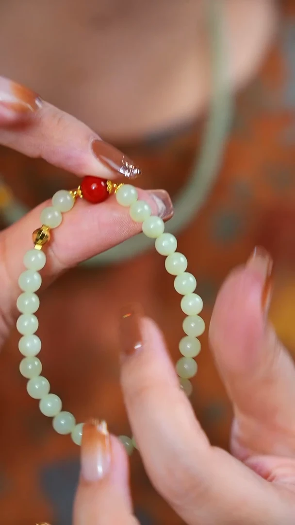 手链未镶嵌和田玉圆珠手串