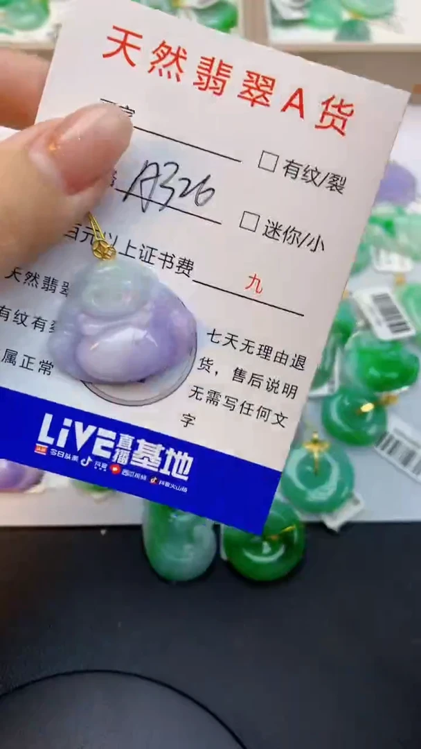 颈饰18K金镶嵌翡翠天然缅甸a货翡翠百元以上9元证书费自理