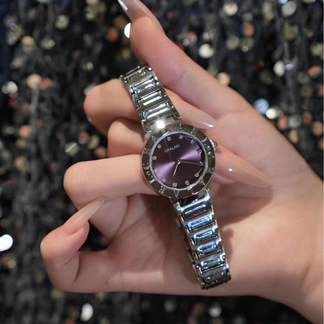 法国CHALAEL/全新乌梅紫系列ZhongGu时尚钢带女士防水腕表To