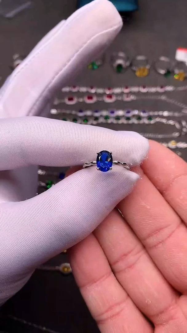 【闪购商品】蓝宝石戒指银S925镶嵌.....