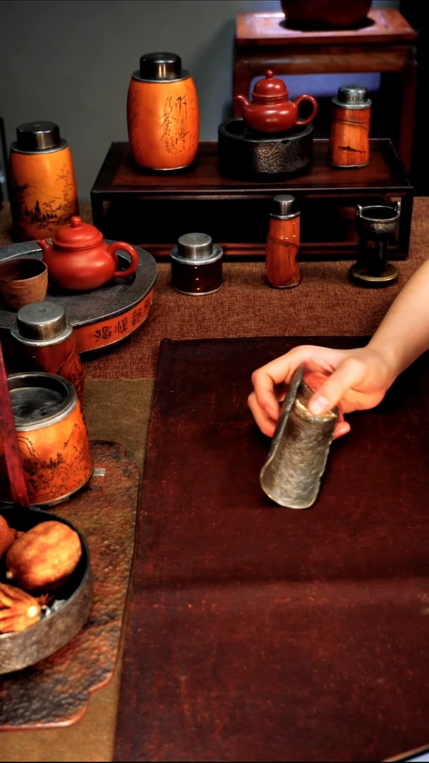 0939仿竹节纯锡茶则12*5.2