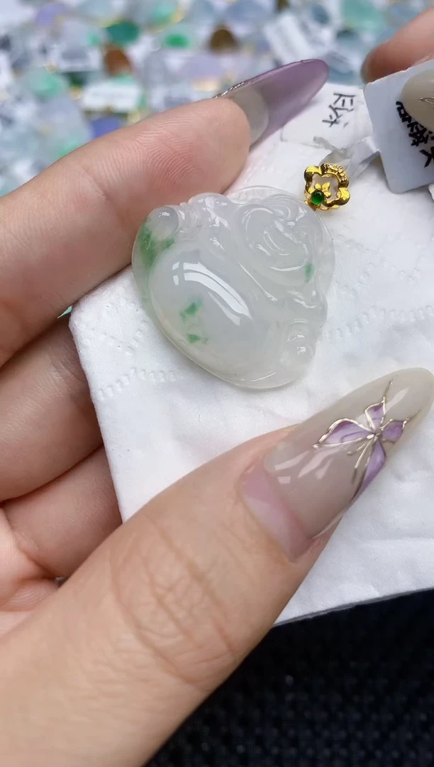 翡翠挂件18K金镶嵌190    天然翡翠A货
