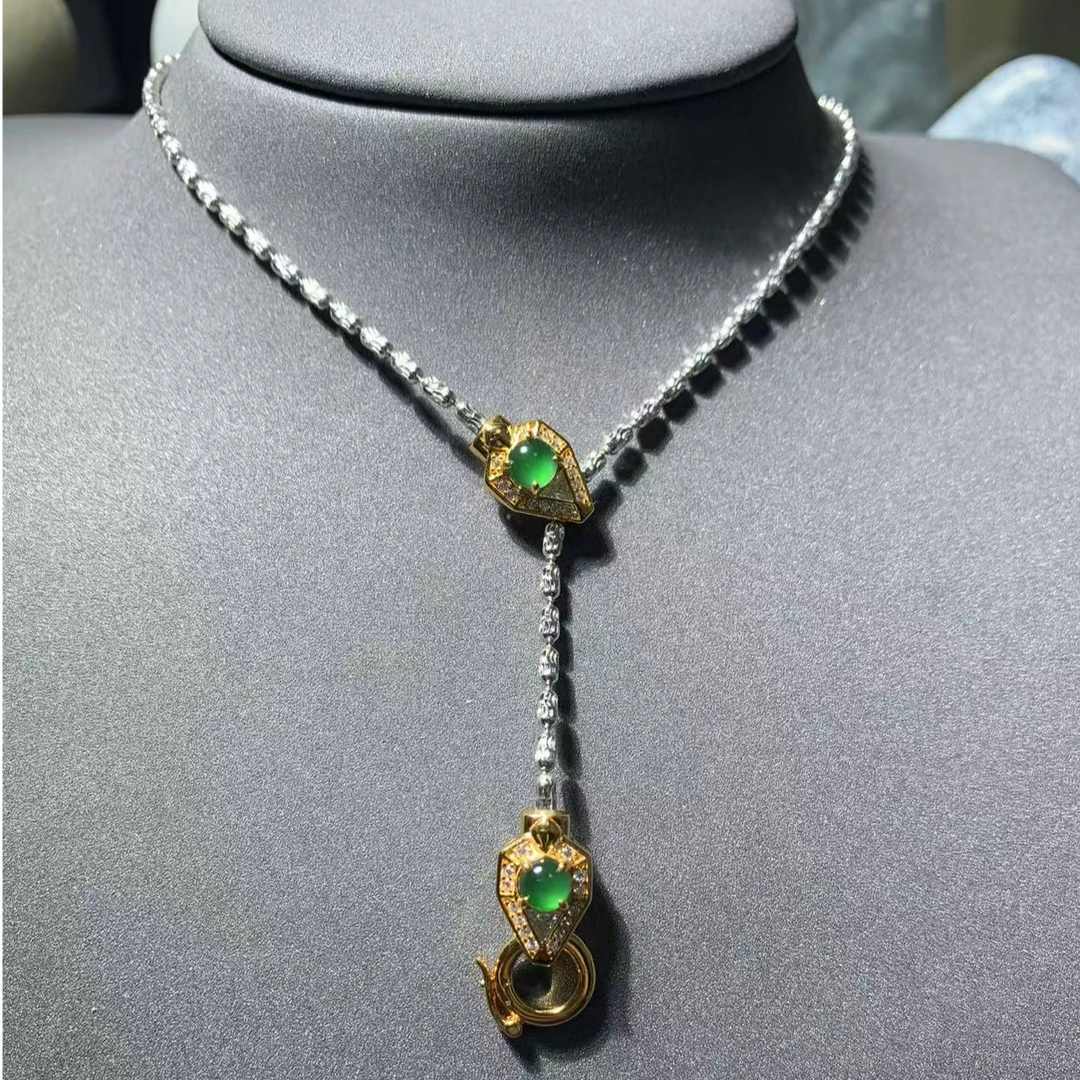 【衔尾蛇】小怡妈珠宝s925银镶百搭翡翠蛇链轻奢百搭