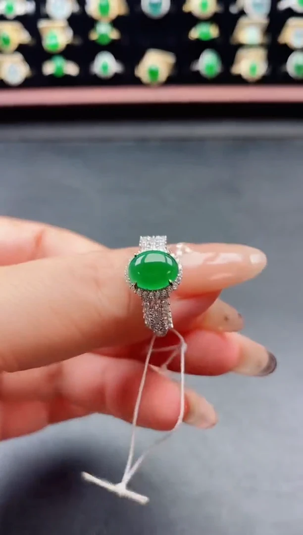 银S925镶嵌戒指翡翠1