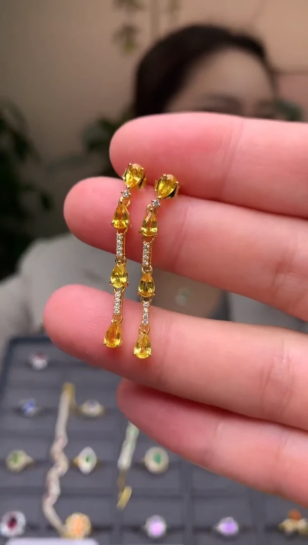 耳饰蓝宝石银S925镶嵌耳饰