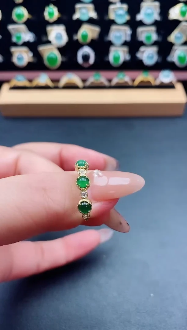 银S925镶嵌戒指翡翠1