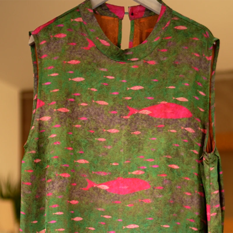 新中式木薯真丝国风马甲背心女气质外搭T1639