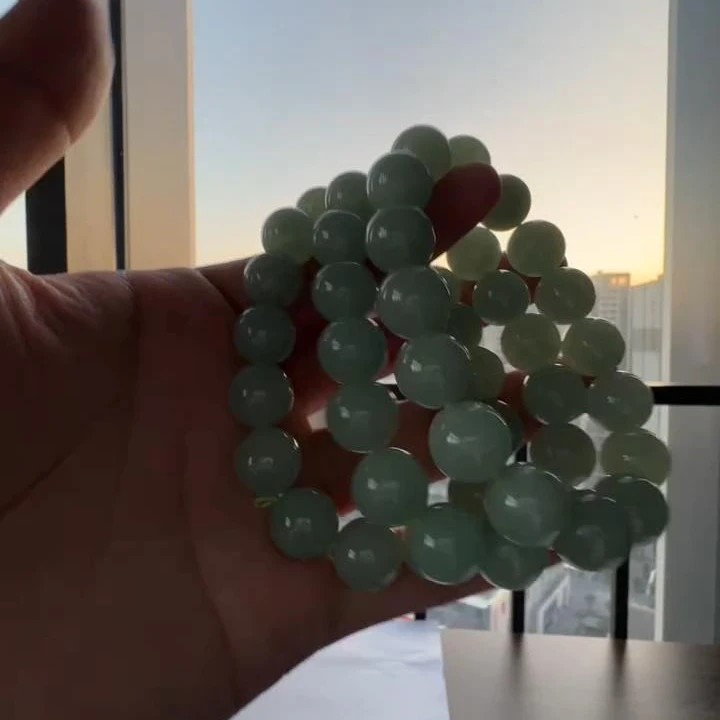 【杰缘珠宝】天然翡翠A货冰甜晴绿底手串 多样性一件