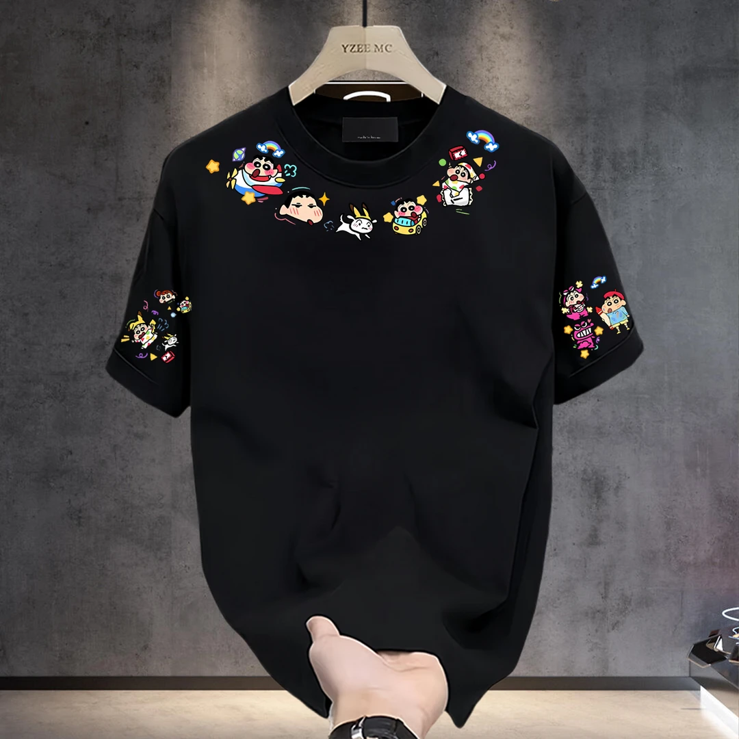 2025美式潮牌夏季新款男士纯棉短袖T恤时尚休闲百搭圆领上衣体恤