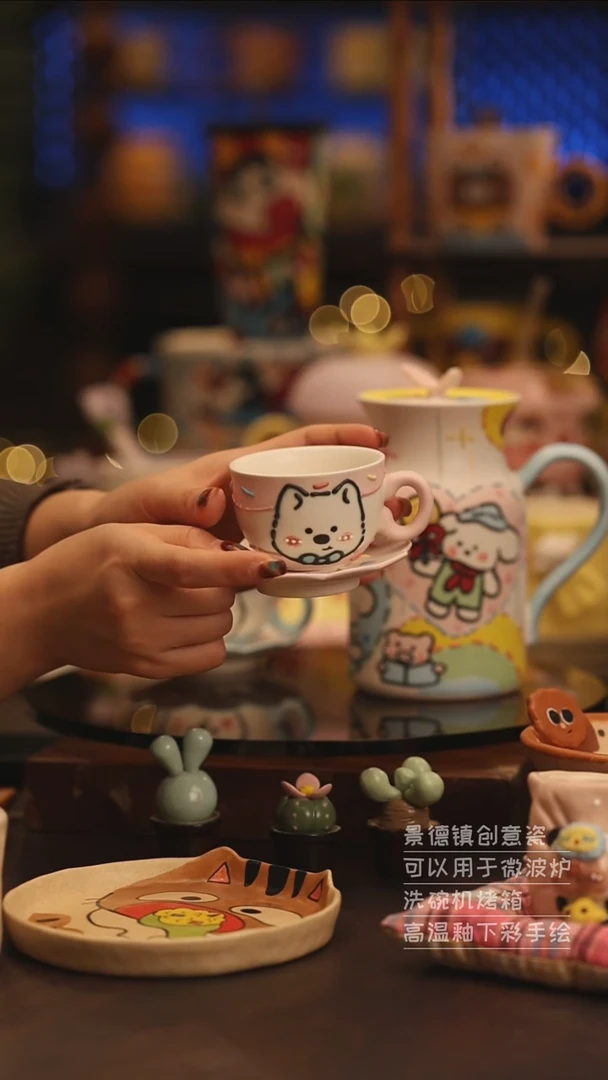 陶瓷景德镇可爱陶瓷釉下彩绘设计师款