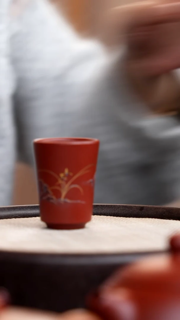 【闪购商品】紫砂茶壶朱泥闻香杯兰花