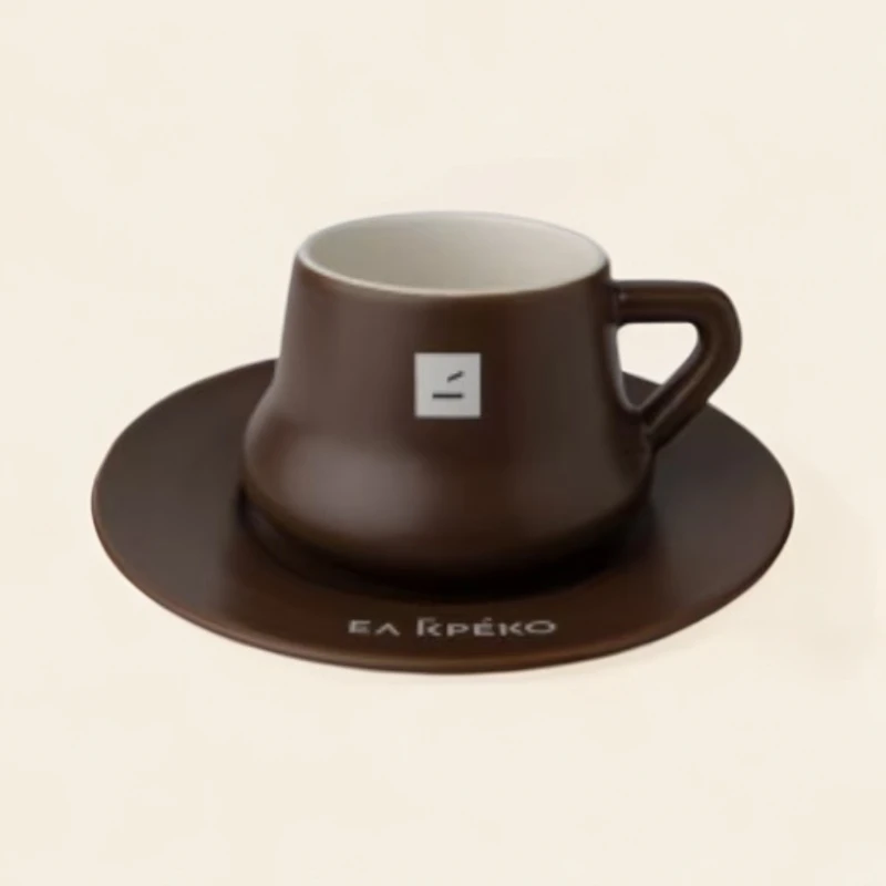 【EKE家】160ML 大肚杯 哑光（咖）咖啡杯碟 欧式茶杯 精致礼盒装