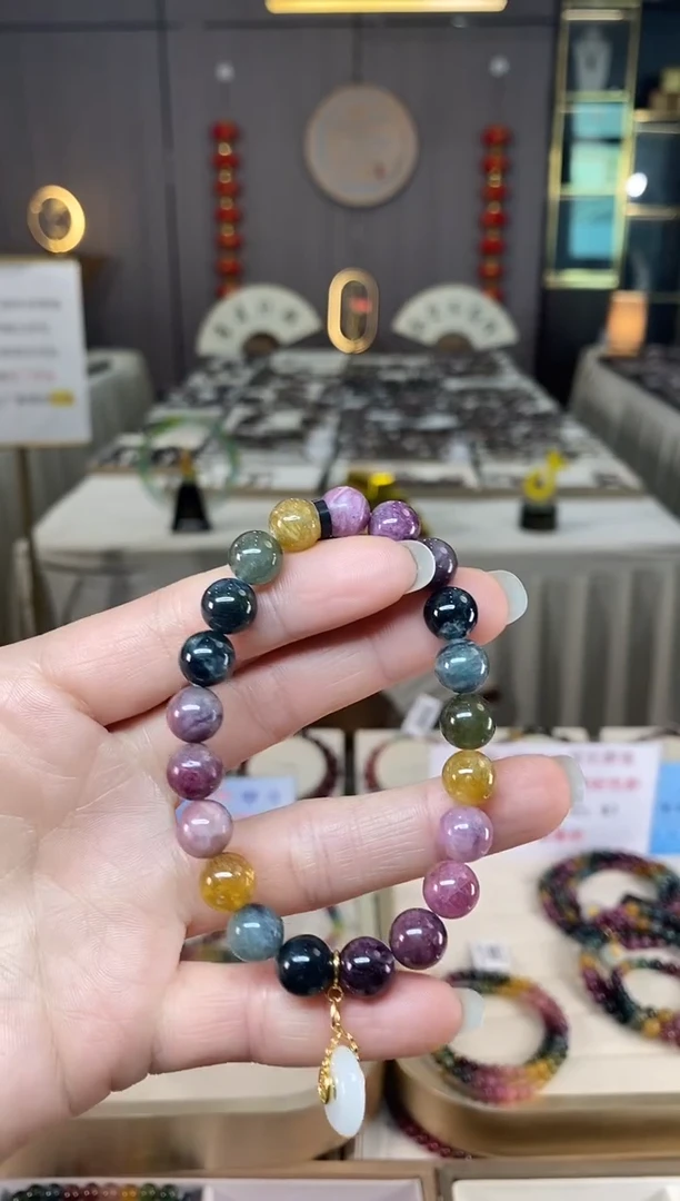 未镶嵌老矿碧玺彩虹单圈手串9mm+碧玺多样性发货一条xion