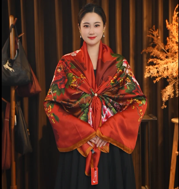 1-851【春兰秋菊】 丽景段80X180左右丝巾长巾