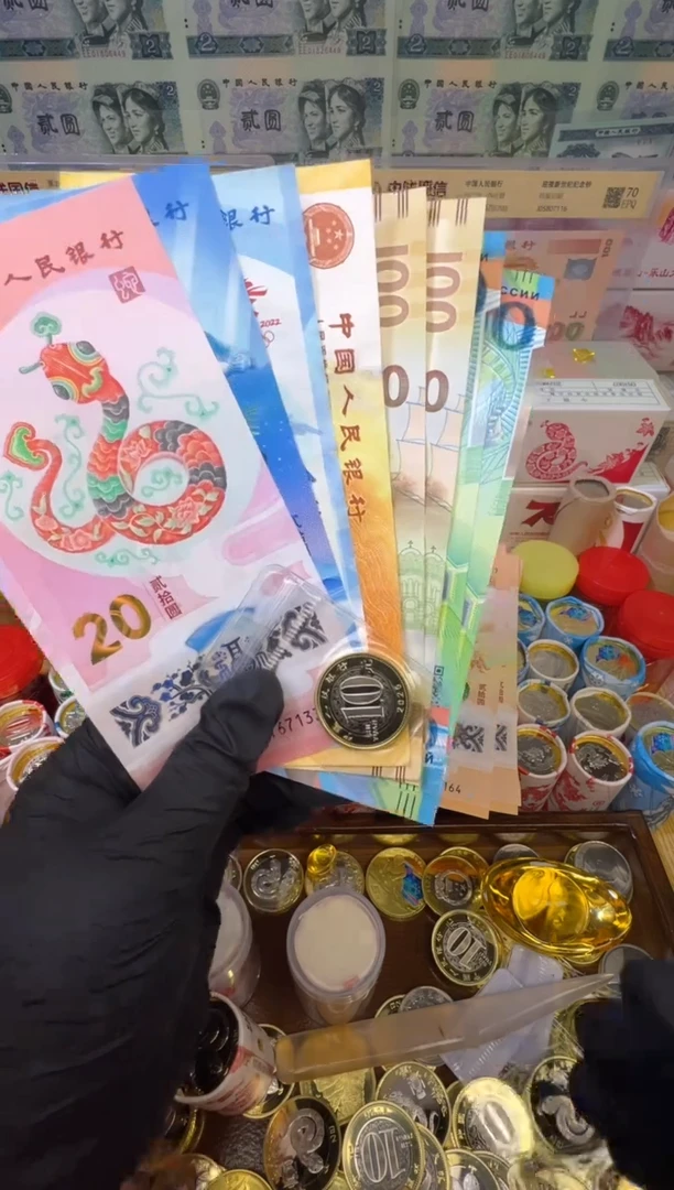 【闪购商品】合金福蛇献瑞纪念八钞一币合集（纸+塑料）
