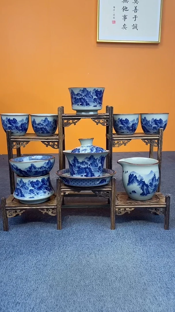 陶瓷景德镇釉下青花八件套＋壶