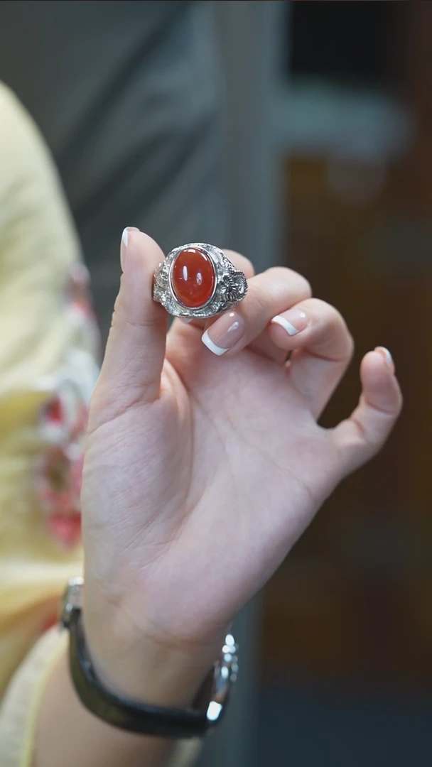 未镶嵌戒指玛瑙/玉髓开口戒