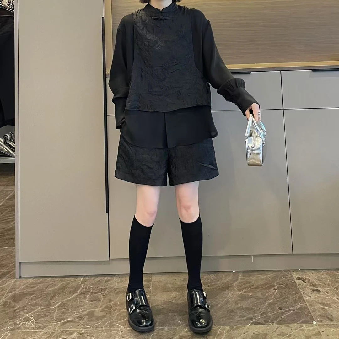 米可/MK-1839ZJ【国风盘扣假两件套装】时尚休闲春季新款两件套