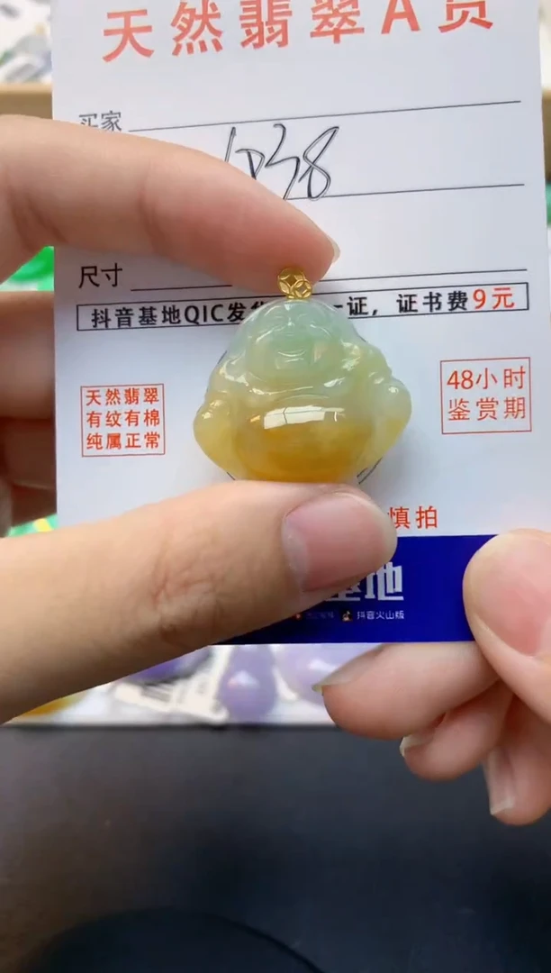颈饰18K金镶嵌翡翠天然缅甸A货翡翠百元以上9元证书费自理
