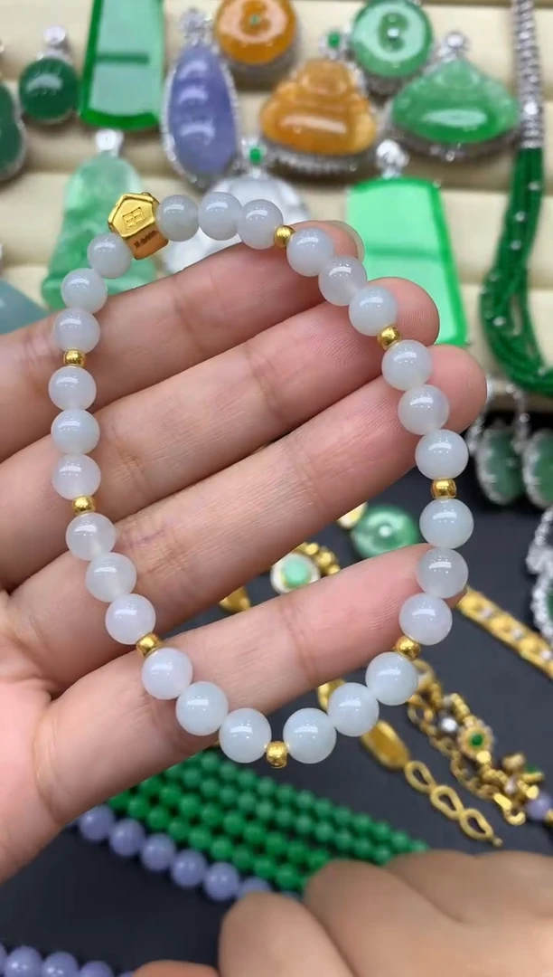 足金镶嵌手链翡翠65-中国好珍宝