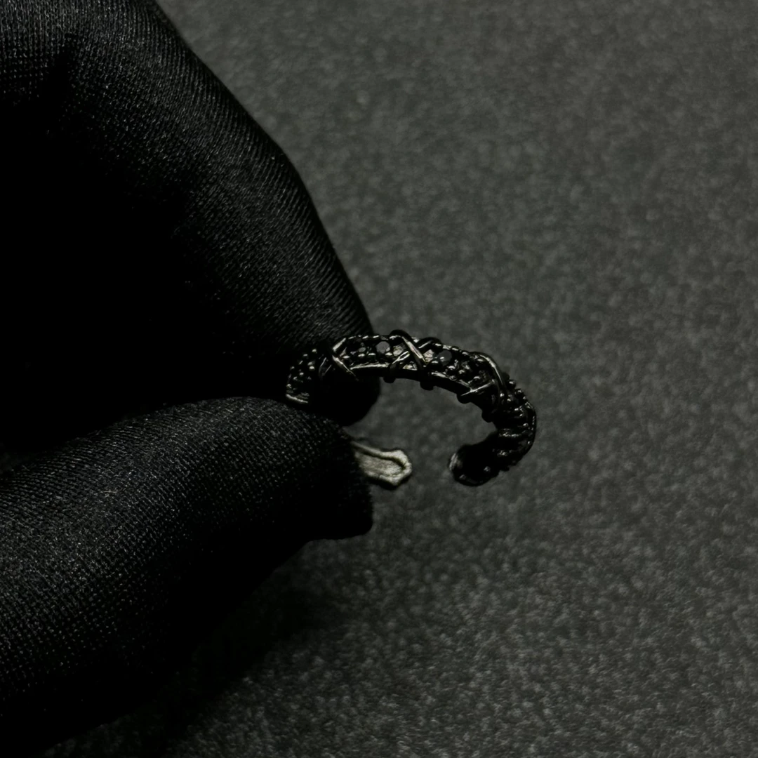 合金戒指 【陨灭 黑咖啡 戒指】小提纯黑锆戒指国潮风发字嘻哈潮