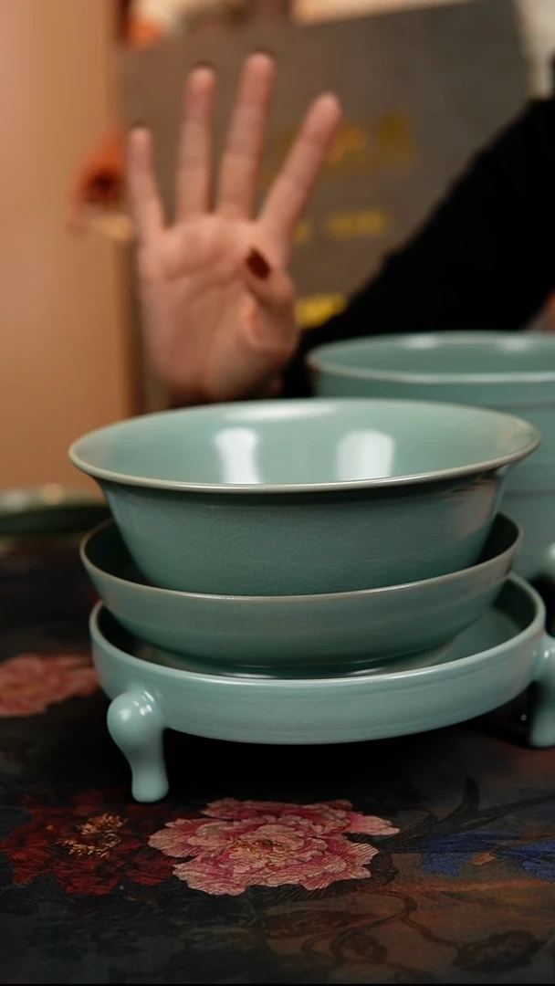 瓷片原产地原矿釉汝瓷邮票四件套