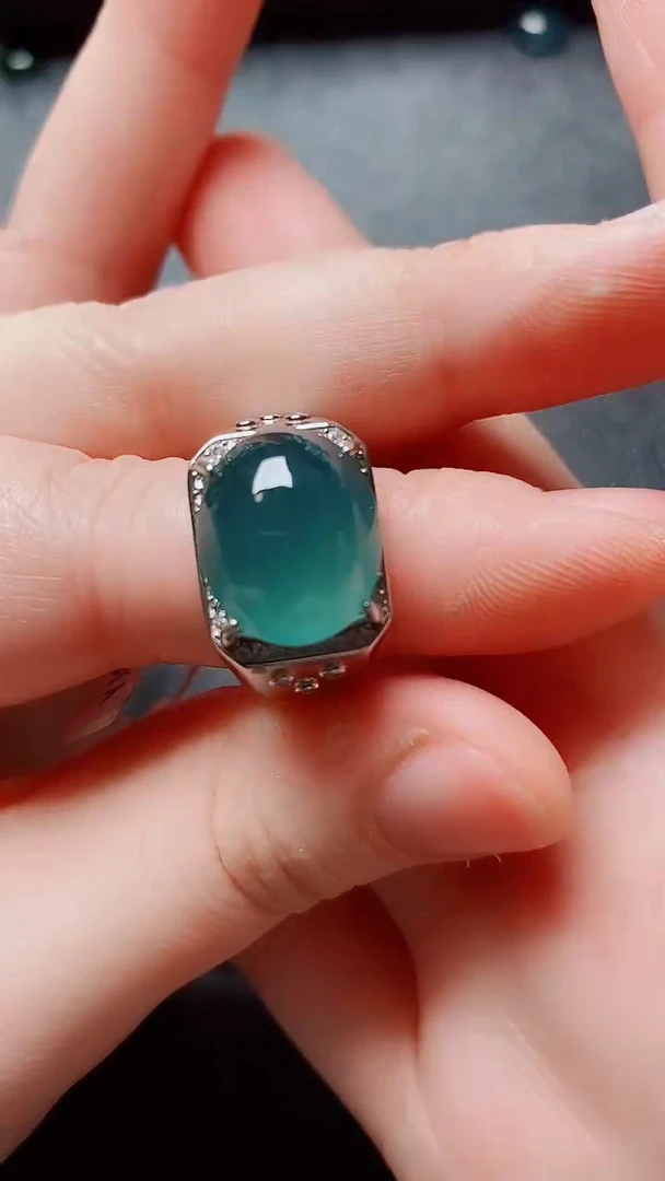 翡翠戒指银S925镶嵌1111