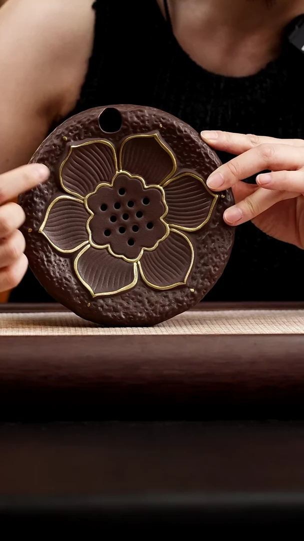 茶壶紫砂老紫泥莲华壶承