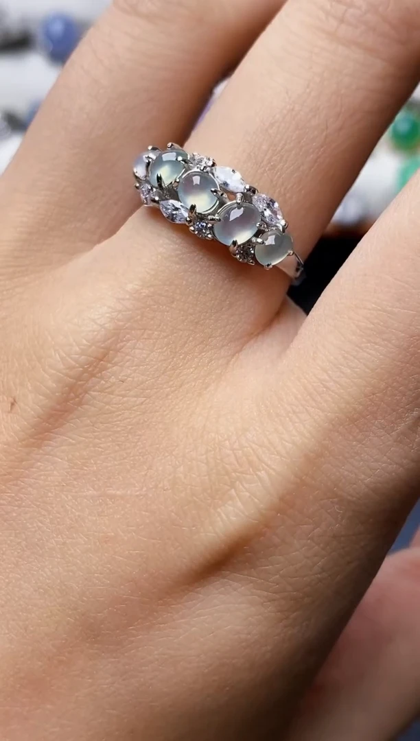 银S925镶嵌戒指翡翠6162