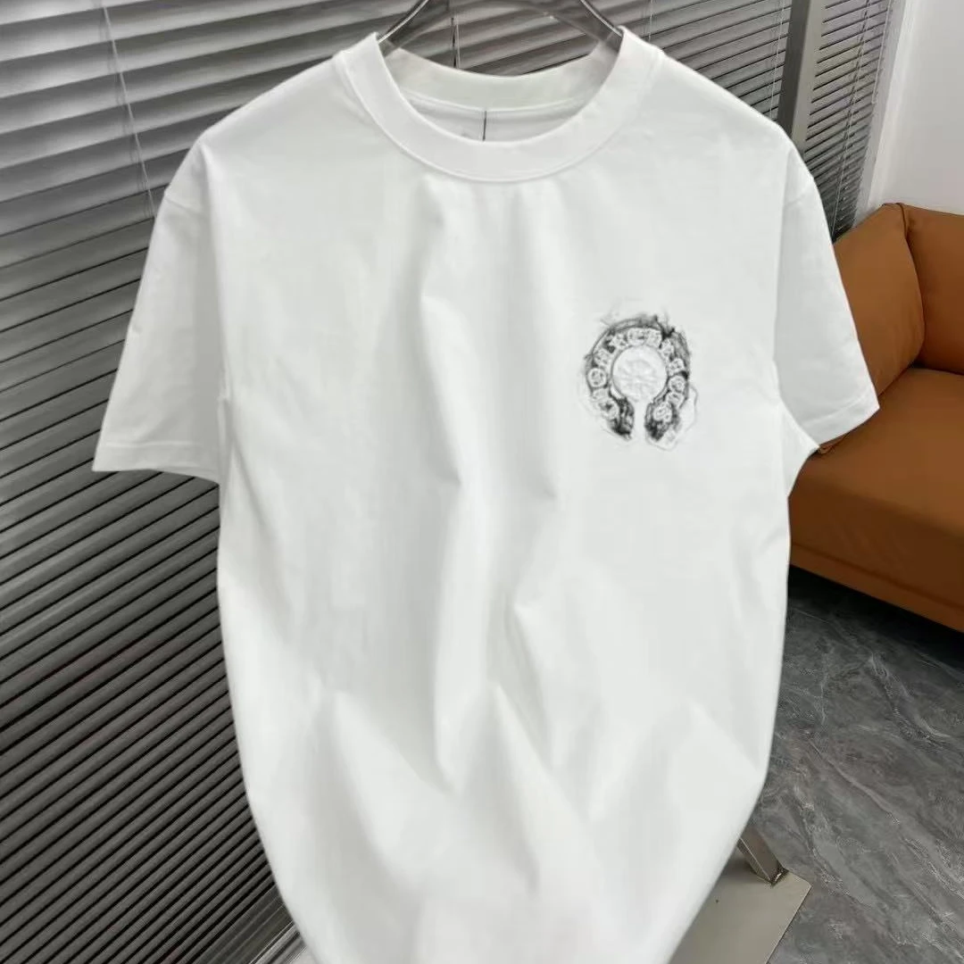 马蹄印花T恤短袖青年爆款圆领打底上衣网红帅气修身男女t恤85038