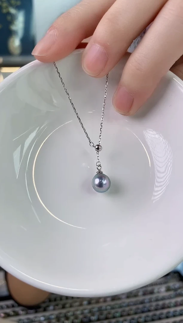 【闪购商品】海水珍珠项链银S925镶嵌8-9真多麻项链