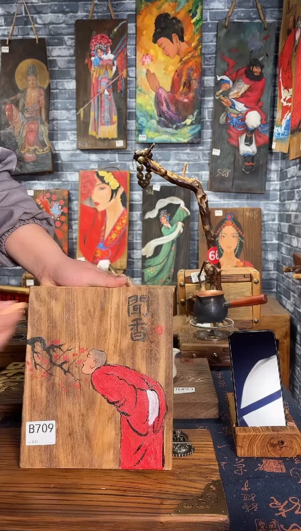 风化老门板丙烯画