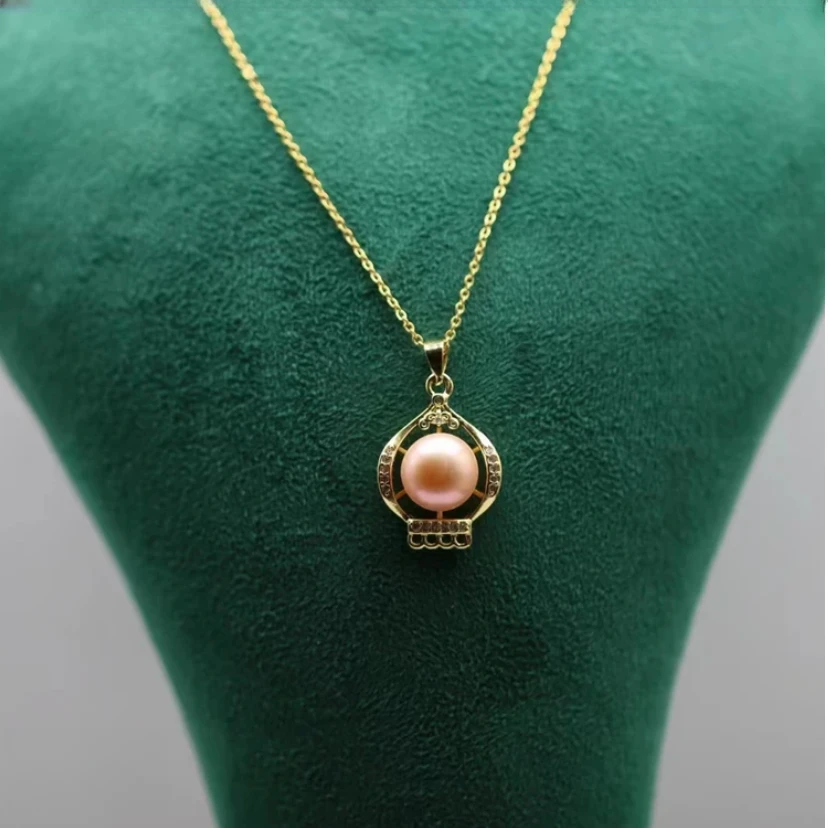 专柜同款金桔色镶嵌经典时尚百搭项链坠链 手工diy